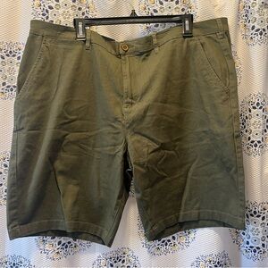 Jachs Bermuda Chino Bleecker Shorts Flat Front Soft Twill Army Green Mens Sz 40